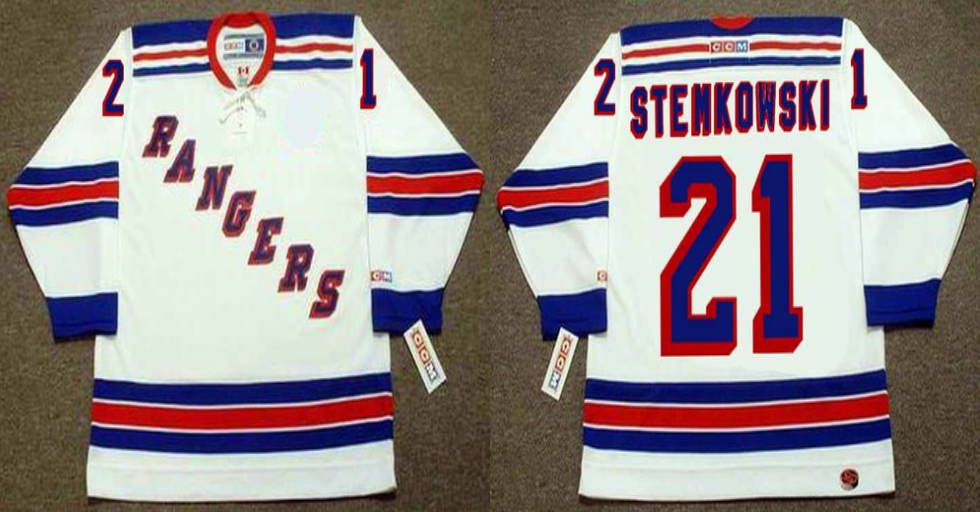2019 Men New York Rangers #21 Stemkowski white CCM NHL jerseys